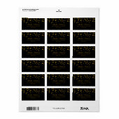 Zwart en goud confetti adreslabels etiket (Full Sheet)