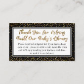 Zwart en Goud Confetti Boek Aanvraag Invoegen Kaar Informatiekaartje (Achterkant)