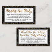 Zwart en Goud Confetti Boek Aanvraag Invoegen Kaar Informatiekaartje (Voorkant / Achterkant)