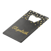 Zwart en Goud confetti Creditkaart Flessenopener (Voorkant Gekanteld)