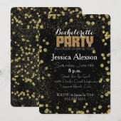 Zwart en Goud Confetti Faux Glitter Bachelorette Kaart (Voorkant / Achterkant)