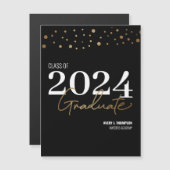 Zwart en goud confetti Klasse van 2024 Afstuderen (Voorkant / Achterkant)