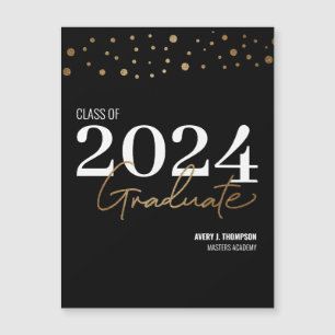 Zwart en goud confetti Klasse van 2024 Afstuderen