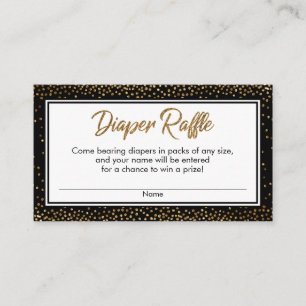 Zwart en Goud Confetti Luier Raffle Ticket Kaarten