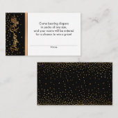 Zwart en Goud Confetti Luier Raffle Ticket Kaarten (Voorkant / Achterkant)