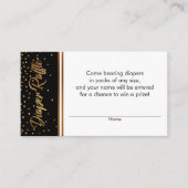 Zwart en Goud Confetti Luier Raffle Ticket Kaarten (Voorkant)