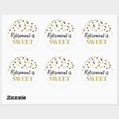 Zwart en Goud Confetti Pensioen is Sweet Ronde Sticker (Vel)