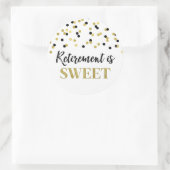 Zwart en Goud Confetti Pensioen is Sweet Ronde Sticker (Tas)