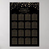 Zwart en Goud Confetti Stippen 16 Zitkaarten Poster (Voorkant)