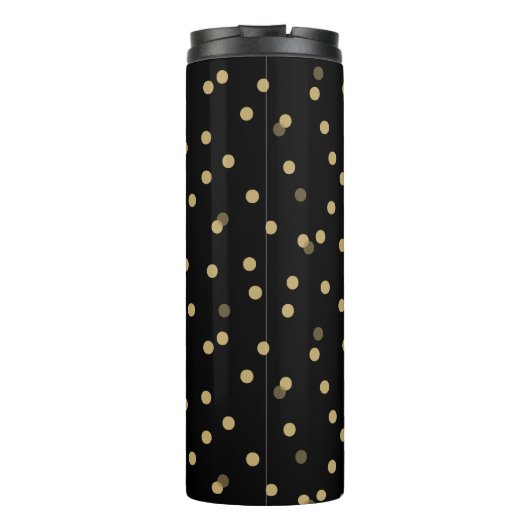 Zwart en Goud Confetti Stippen Monogram Thermosbeker (Achterkant)