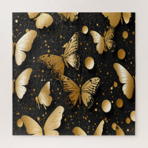 Zwart en Goud Confetti Vlinder