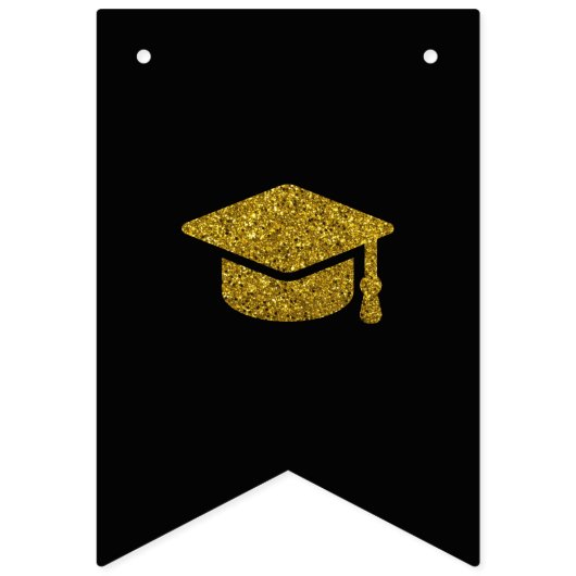 Zwart en Goud Congrats Afstuderen Afstuderen Vlaggetjes (Eerste vlag)