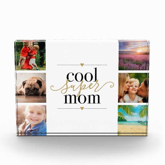 Zwart en Goud Cool Super Moeder 6 Fotoblokken (Voorkant)