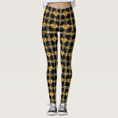 Zwart en Goud Coquette Bows Leggings (Voorkant)