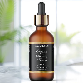 Zwart en goud cosmetica druppelfleslabel etiket