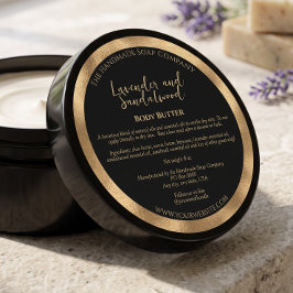Zwart en Goud Cosmetica Pot Label met Ingredienten