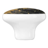 Zwart en Goud Crackle Waterverf Abstract Keramische Knop (Zijkant)