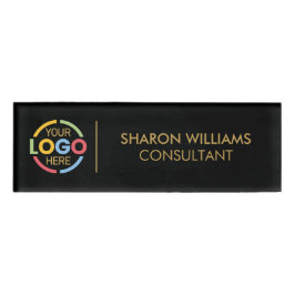 Zwart en Goud Custom Company Logo Personeel Naambadge
