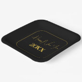 Zwart en Goud Custom Minimal Nieuwjaar Papieren Bordje (Gebogen)