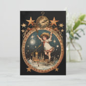 Zwart en Goud  Custom Nieuwjaar Feestdagenkaart (Staand voorkant)