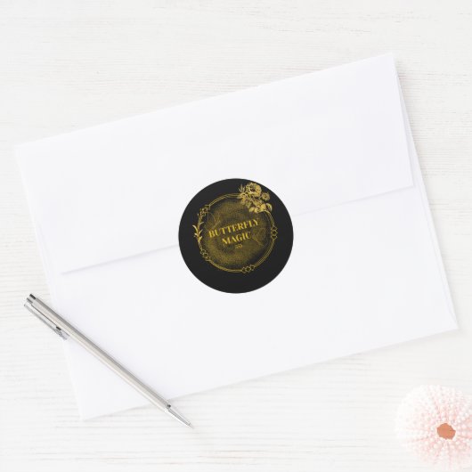 Zwart en Goud Custom Sticker, Elegant Modern Label (Envelop)
