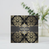 Zwart en goud Damask All Occasion Party Kaart (Staand voorkant)