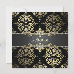 Zwart en goud Damask All Occasion Party Kaart