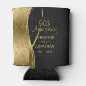 Zwart en Goud Damask- Bruiloft Jubileum Blikjeskoeler (Achterkant)