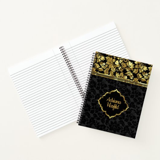 Zwart en goud Damask Gold Lijst Notitieboek (Binnen)