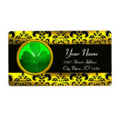 ZWART EN GOUD DAMASK, GROENE SHAMROCK ETIKET (Voorkant)