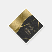 Zwart en goud Damask-Save de datum Servetten (Hoek)