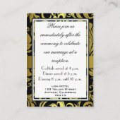 Zwart en Goud Damask Wedding Receptie Kaarten (Achterkant)