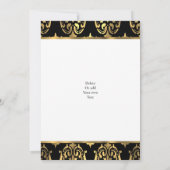 Zwart en goud damast bruiloft kaart (Achterkant)