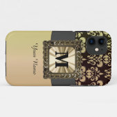 Zwart en goud damast gepersonaliseerd Case-Mate iPhone case (Achterkant (horizontaal))