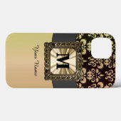 Zwart en goud damast gepersonaliseerd Case-Mate iPhone case (Achterkant (horizontaal))