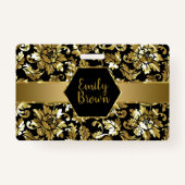 Zwart en goud damast patroon badge (Voorkant)