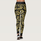 Zwart en goud damast patroon GR2 Leggings (Achterkant)