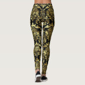 Zwart en goud damast patroon leggings (Achterkant)