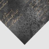 Zwart en goud damast vintage kalligrafie tissuepapier (Detail)