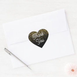 Zwart en Goud Dank u Confetti Gift Hart Sticker