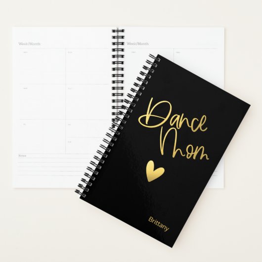 Zwart en goud dans moeder gepersonaliseerd planner (Display)