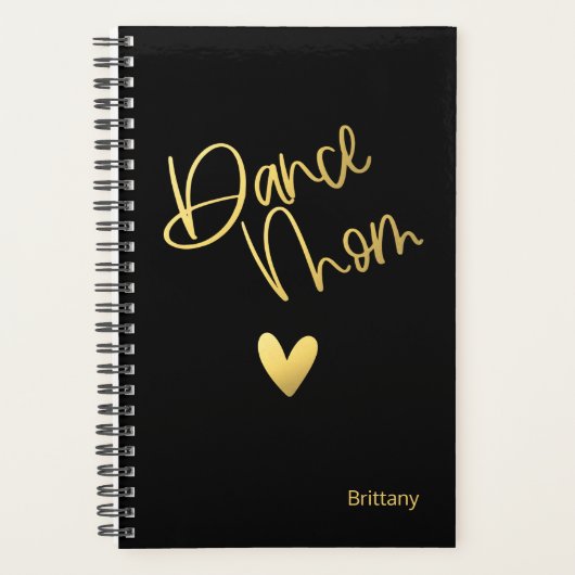 Zwart en goud dans moeder gepersonaliseerd planner (Voorkant)
