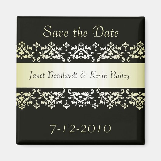 Zwart en Goud De datummagneet opslaan Magneet (Voorkant)