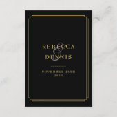 Zwart en goud deco bruiloft gastgegevens informatiekaartje (Achterkant)