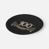 Zwart en goud diamant 100ste verjaardagsfeest papieren bordje (Gekanteld)