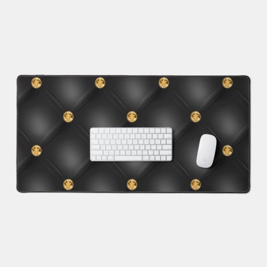 Zwart en Goud Diamant Tufted Bureaumat (Keyboard & Muis)
