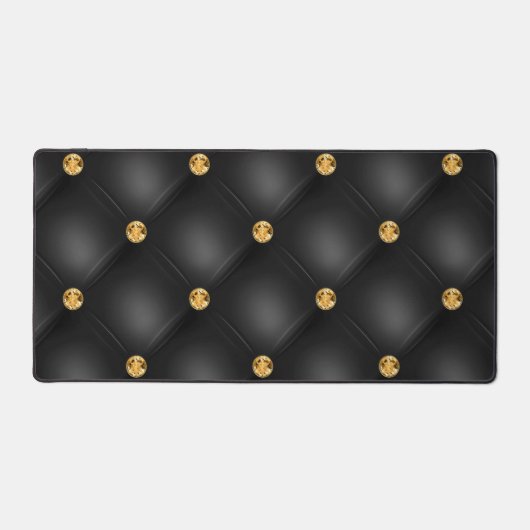 Zwart en Goud Diamant Tufted Bureaumat (Voorkant)