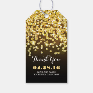 Zwart en Goud Diamanten Bruiloft Dank U Cadeaulabel