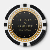 Zwart en goud diamanten bruiloft poker chips (Voorkant)
