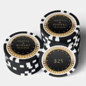 Zwart en goud diamanten bruiloft poker chips (Opstapeling)